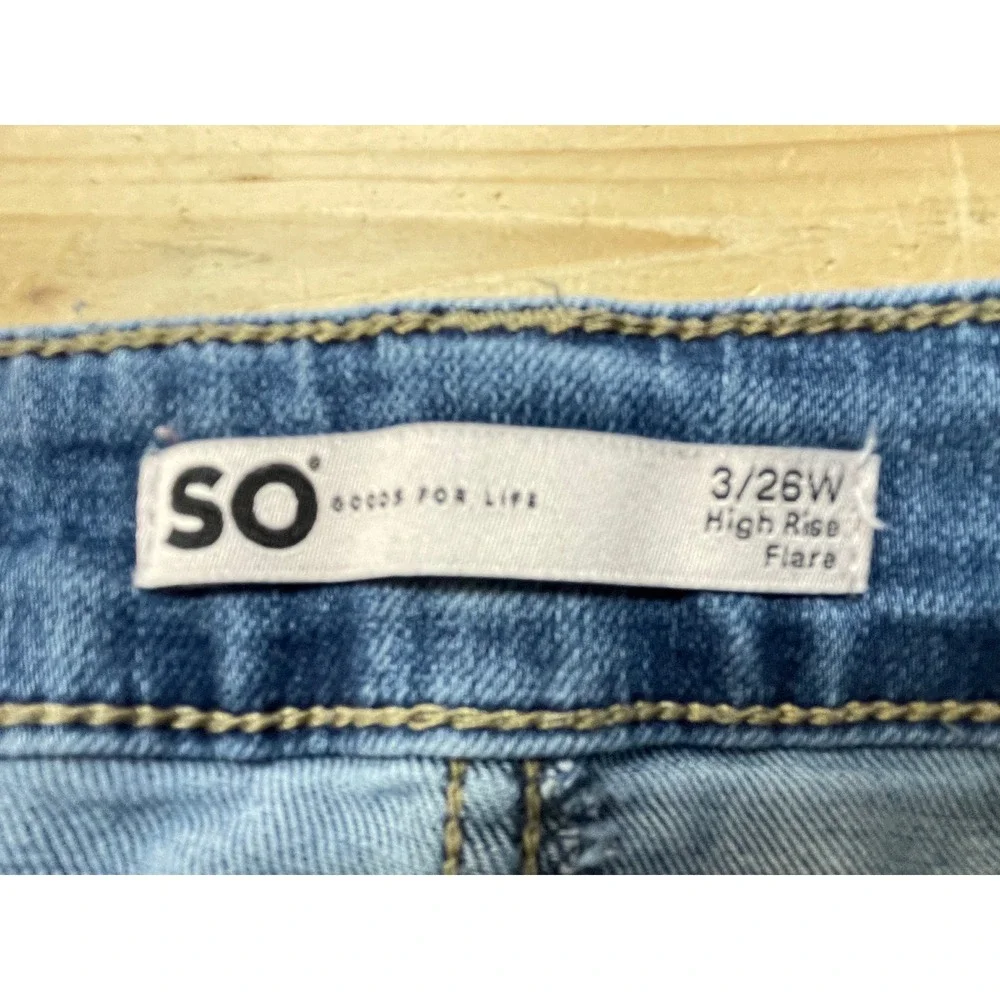 SO Goods For Life High Rise Flare Jeans Medium Wash‎ Blue Denim Womens 3/26W